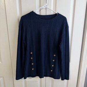 Blue long sleeve knit sweater button accent‎ size large